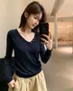 Fábrica de Suéteres Fuente Dalan Suéter de punto con cuello en V, abotonado, de manga larga para mujer, corte ajustado, favorecedor, adecuado para otoño e invierno, como capa base