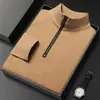 Camiseta de Estilo Alemán de Doble Cara para Hombre, Nueva Colección Otoño e Invierno, Cuello Alto, Cremallera, Color Sólido, Manga Larga, Suave, Cómoda, Camiseta Térmica Cálida para Hombre