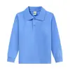Camiseta de Manga Larga para Niños Otoño Uniformes Escolares Primarios y Secundarios Uniformes de Clase Cuello Polo Niños y Niñas Camisetas de Algodón Puro con Estampado