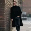 Casaco de lã masculino de comprimento médio, casaco de lã estilo terno de negócios para outono e inverno, modelagem solta, trench coat até o joelho, disponível em várias cores e em estoque