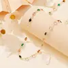 Joyería Transfronteriza Europea y Americana, Collares de Cadena de Circonita Coloridos de Moda, Collares de Cadena para Clavícula con Perlas Hechas a Mano de Estilo Lujo Ligero Venta al por Mayor