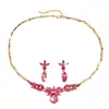 Versátil Juego de Joyería de Dos Piezas para Mujer, Collar y Pendientes de Acrílico con Diseño Floral Colorido, Aleación de Zinc Color Dorado