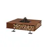 Mesa Fogueira Quadrada para Exterior Fogo Real Queimando Madeira Aquecimento Lareira Mesa Fogueira de Mesa para Preparo de Chá Churrasqueira Pátio Acampamento Mesa Fogueira de Mesa