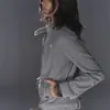 Chaqueta americana retro gris con cuello alto, color liso y diseño único, botones metálicos, sudadera tipo chaqueta ajustada, unisex