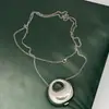 Collar Colgante de Gota de Agua con Personalidad de Moda Cadena para Bolso Suéter Cadena de Cintura Marco de Fotos Redondo Estilo Fresco Chapado en Oro Blanco Cobre