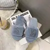 Novas Pantufas de Inverno Femininas de Pelúcia com Strass, Pantufas Quentes de Pelúcia, Sandálias Slide Casuais Femininas, Atacado Transfronteiriço