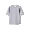Zíper de cor contrastante dividido marca da moda estilo designer manga curta masculina verão descolado bonito camiseta sensação versátil gola redonda meia manga