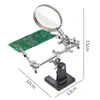 Braçadeira metálica auxiliar com lupa personalizada para reparo de placas de circuito de celular, soldagem e braçadeiras auxiliares para placas de circuito PCB