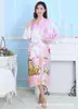 Amazon Transfronteiriça Alongada Seda Feminina Estilo Japonês Senhoras Comércio Exterior Cetim Camisola Robe Aberto Roupas de Casa Senhoras Flor