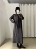 Vestido Longo de Tricô Quente, Grosso, Macio para o Inverno com Gola Grande, Vestido Base Longo Casual Solto de Corte Reto