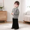Conjunto de Dos Piezas de Suéter para Niña Tejido 2022 Otoño/Invierno Nuevo Cardigan Abrigo de Espiga Conjunto de Suéter de Lana