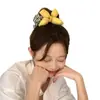Elástico de Cabelo Colorido Listrado com Laço Fofo Estilo Coreano para Mulheres, Scrunchie Versátil Tendência, Corda para Coque, Acessório de Cabelo