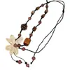 Nuevo collar largo tejido de madera floral estilo chino para mujer, accesorio retro bohemio estilo étnico de viaje de Yunnan