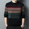Suéter Masculino de Chenille com Gola Redonda para o Inverno, Forrado com Fleece e Espesso, Roupa Íntima Térmica, Suéter de Tricô Masculino Casual, Suéter de Camada Base Masculino