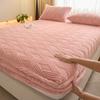 Sábana Bajera de Tafetán Engrosado tipo Gofre de Invierno Pieza Única Cálida Sencilla Protector de Colchón Cubierta de Cama Fija Todo Incluido
