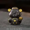 Figura de Mascota de Té de Arcilla Púrpura Niña que Trae Fortuna, Se Puede Usar como Adorno de Té, Decoración Creativa para Mesa de Té Inspirada en el Zen, Accesorio Hecho a Mano para Ceremonia del Té
