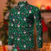 Camisas de Primavera e Outono 2023 Moda Transfronteiriça Masculina Camisas Florais de Natal Camisas de Manga Longa com Estampa Digital 3D com Gola Reversível