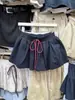 2025 Estilo Preppy Cordón Cintura Elástica Versátil Cintura Baja Falda Línea A Mujer Primavera y Verano Casual Deportivo Falda Corta Nueva Falda Paraguas