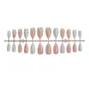 Unhas Postiças Manicure Francesinha Color Block em Formato de Amêndoa Usáveis Removíveis Acabadas Atacado 24 Peças Acabadas
