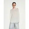 "Rocío Blanco" Camisa de Punto de Bambú Cuello Redondo Manga Larga Holgada Delgada Protectora del Sol con Espalda Calada Camiseta de Punto