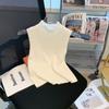 Chaleco de punto elegante con cuello medio alto, estilo nuevo de verano 2024, informal, holgado, camisa pequeña