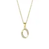 Joyería Transfronteriza Europea y Americana Letra Inglesa Cobre Colgante de Zircón Cadena de Cruz de Acero Inoxidable para Mujer Collar de Diamantes de Oro de 18K