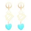 Aretes de Piedra de Pino Estilo Étnico Bohemio Retro Europeo y Americano Moda Transfronteriza Aretes con Borla de Turquesa Aretes Mujer