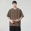 Diseño estilo americano, deconstruido con costuras visibles, camiseta de manga corta para hombre, nuevo modelo de verano, hecha de tejido modal, fresca y antibacteriana, cuello redondo, mangas de tres cuartos