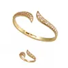 Pulsera y anillo de oro chapado con incrustaciones de diamantes, estilo europeo, transfronterizo, Amazon, moda, juego para mujer, joyería de pulsera de lujo al por mayor