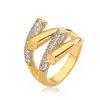 Anillo Geométrico Asimétrico Niche Elegante Transfronterizo Aogu para Mujeres Moda Ins Lujo Accesible Cobre Chapado Oro Real Anillo de Zircón