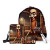 2025 Transfronteiriço Boneco de Pau de Madeira Shan Hai Jing Tungtungtung Mochila Escolar Bolsa de Ombro Estojo de Lápis Conjunto de Três Peças