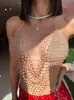 Ropa Interior de Comercio Exterior Costura Red de Pesca Hueca Encaje de Pedrería Correa Halter Chicas Calientes Festival de Música Top Sexy para Salir