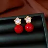 Pendientes de Plata con Baño de Oro Real de 18K con Aguja de Plata, Perla y Estrella, Estilo Retro Francés Simple, Pendientes de Moda Elegantes para Mujer