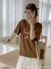 Camiseta de Manga Corta Redonda de Algodón de Bambú Suelta para Mujer de Guangzhou, Versátil y Adelgazante, Directo de Fábrica