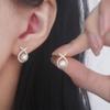 Pendientes de perlas con diseño de nicho para mujer, con microincrustaciones de circonitas cruzadas, estilo retro de Hong Kong, de lujo y de alta calidad.