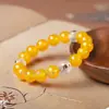 Pulsera Tres en Uno de Ágata Amarillo Hielo Natural Cristal Blanco Mate Ratón Dragón Mono Buey Pollo Serpiente Pulsera
