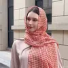 Lenço Impresso Novo Estilo Transfronteiriço, Padrão Pied-de-Poule, Proteção Solar, Lenço Longo à Prova de Vento de Algodão e Linho da Moda, Xale de Alta Qualidade, Lenço de Cabeça para Mulheres