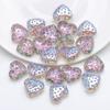 Colgante de Cristal con Forma de Corazón de Melocotón Florido de 13x15 mm, Color Electroplateado, Agujero Mediano, Corazón de Fresa, Accesorios Decorativos de Cristal para Collar DIY