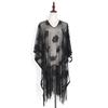 Bufanda para Mujer Chal de Encaje Hueco Suéter Bordado Sin Mangas Ropa Bufanda de Seda con Borlas Vestido Cheongsam de Tul Protector Solar Chal Largo