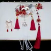 Tocador estilo chino Xiuhe para boda, accesorio tradicional para peinado de cheongsam, horquilla larga con borla, tocado de novia para vestido de dragón y fénix