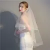 Velo de Novia Coreano de Doble Capa para Fotografía de Viaje y Registro de Matrimonio, Velo Coreano Corto con Borde de Malla Elástica, Accesorios de Boda