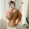 Suéter de Cachemira Imitación de Pelo de Visón para Mujer, Otoño e Invierno, Jersey Grueso, Estilo Perezoso Holgado de Invierno, Top de Mohair con Cuello en V