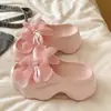 Zapatos de Hada de Moda con Suelas Gruesas, Sandalias de Plataforma, Sandalias de Playa Florales Estilo Francés de Perlas 2026