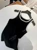 Recomendación PrincipalYuran 26 Nuevo Estilo de Principios de Otoño Tácto Frío Elástico Denso Costilla Bloqueo de Color Ajustado Camiseta sin Mangas