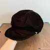 Sombrero Octagonal de Terciopelo de Alta Gama para Mujer Estilo Coreano con Ala Suave, Adecuado para Otoño e Invierno, Gorra de Boina para Cabeza Grande, Sombrero de Pintor Retro a la Moda