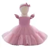 Vestidos de Niña Amazon, Vestidos para Primer Cumpleaños y Bautizo, Vestidos de Princesa al por Mayor, Mangas Cortas Volantes, Vestidos de Malla para Pastel con Adorno para la Cabeza