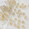 Cuentas redondas retro transparentes con raya dorada, cuentas espaciadoras cuadradas antiguas, material para accesorios de aretes de joyería hechos a mano DIY
