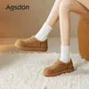 Botas de Nieve de Suela Gruesa Aogushi Deng para Mujer 2026 Nuevas de Invierno Retro Peluche Papa Pequeña Forradas Suela Suave Botas de Algodón Pan