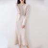 Vestido de punto de lana pura falda cola de pez otoño e invierno Nuevo elegante alargado sobre la rodilla para llevar debajo falda de cachemira de moda para mujer