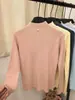 Suéter básico de punto de manga larga con cuello medio para mujer, nuevo estilo otoño/invierno, adelgazante y versátil, top de moda, talla única